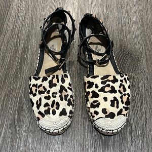 SOLD. Valentino Garavani
Rockstud Calf Hair Espadrille Flat, Leopard .